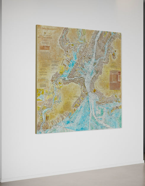 New York Harbor Nautical Chart | Framed Giclee Print on Canvas